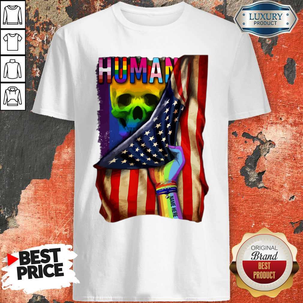 Hot LGBT American Flag Back Human Skull Shirt