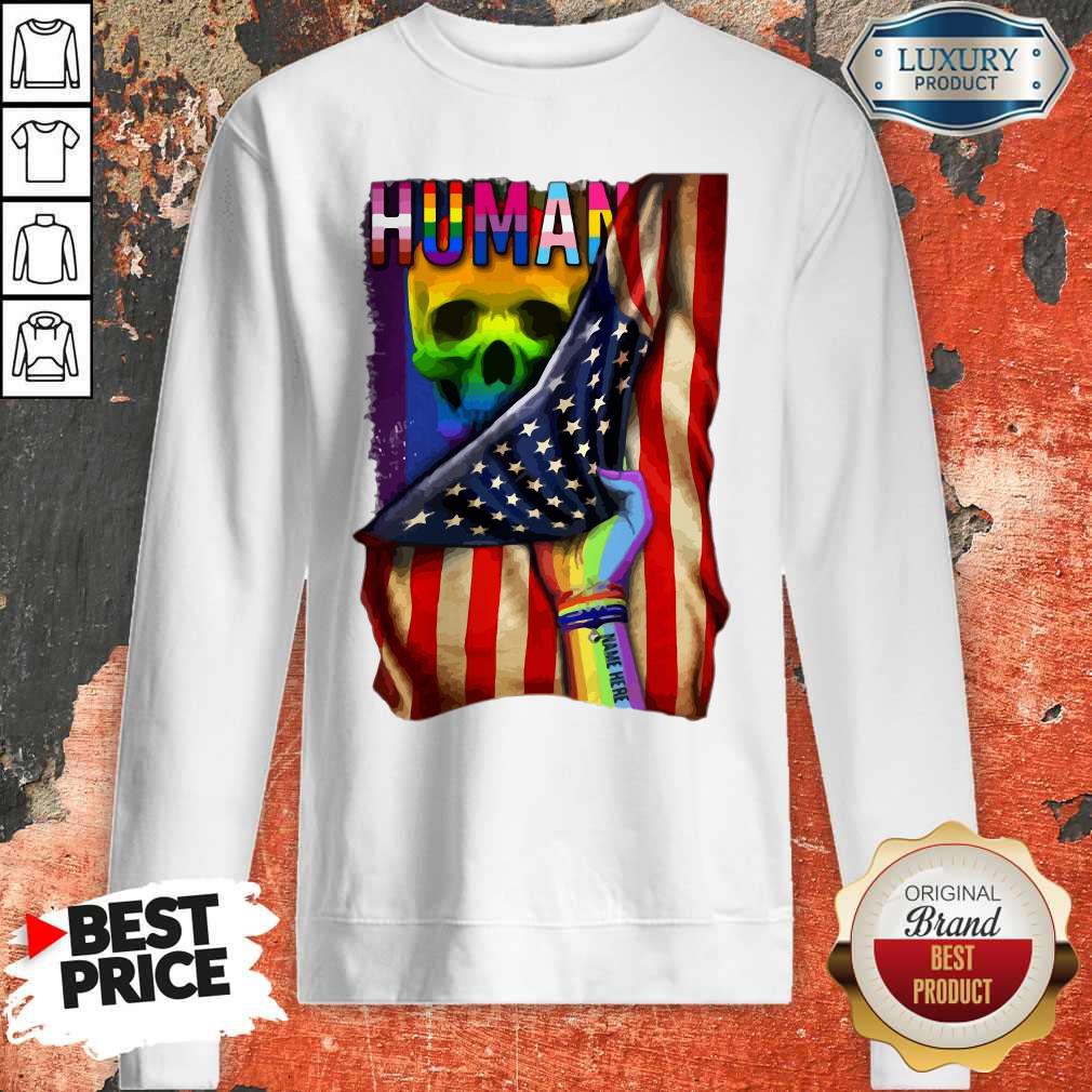 Hot LGBT American Flag Back Human Skull Shirt