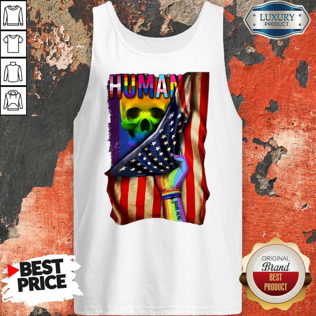Hot LGBT American Flag Back Human Skull Shirt