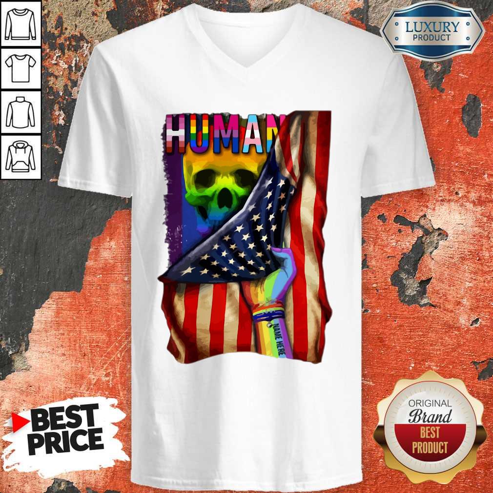 Hot LGBT American Flag Back Human Skull Shirt