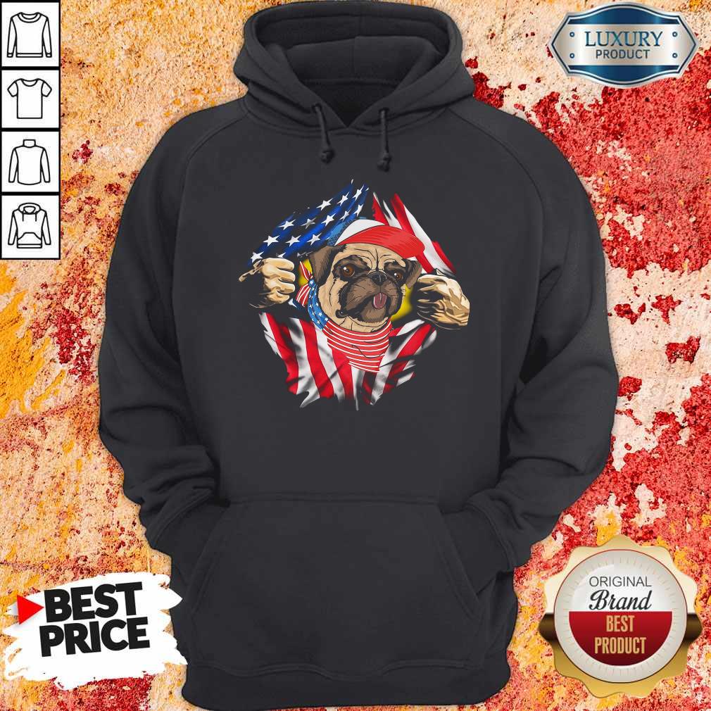Hot Pug Dog With American Flag 4th Of July Independence Day Shirt