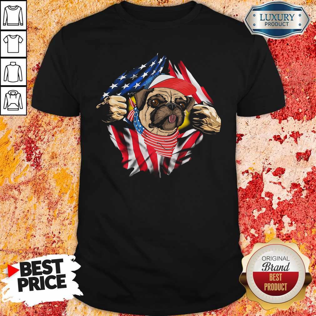 Hot Pug Dog With American Flag 4th Of July Independence Day Shirt