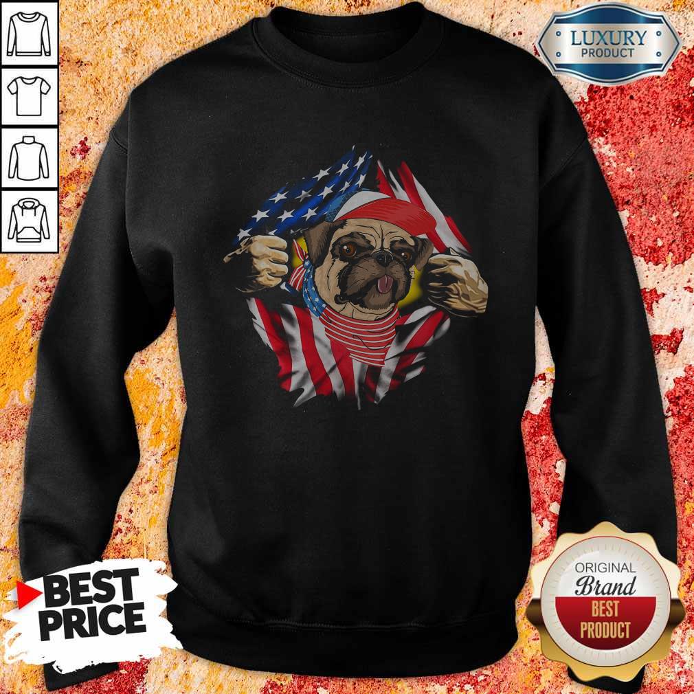 Hot Pug Dog With American Flag 4th Of July Independence Day Shirt