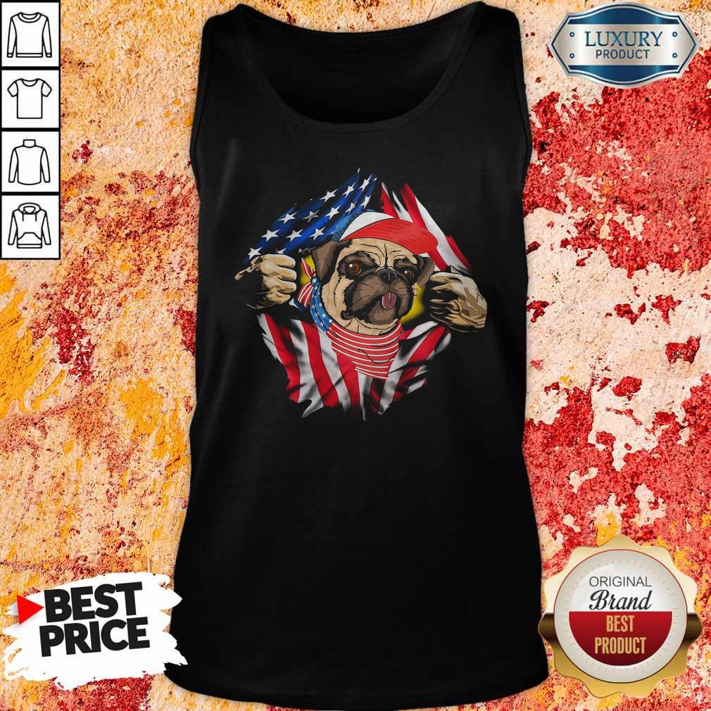 Hot Pug Dog With American Flag 4th Of July Independence Day Shirt