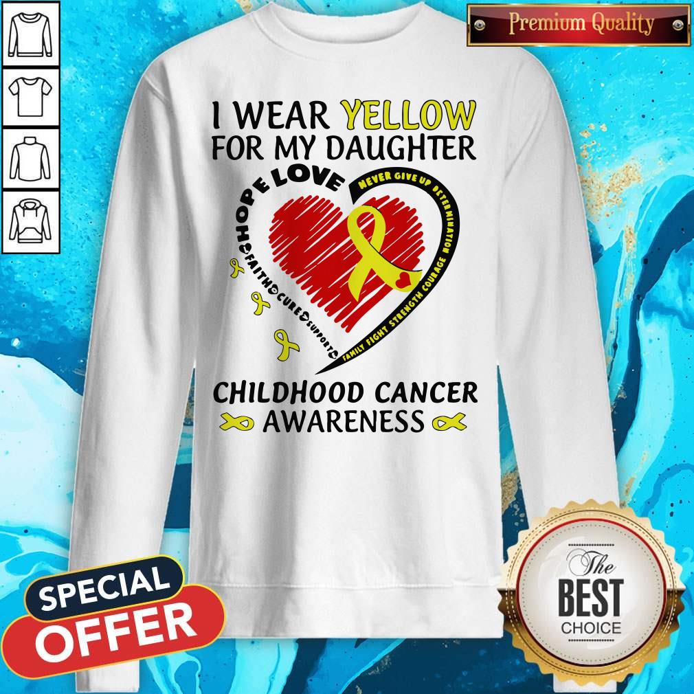 I Wear Yellow For My Daughter Childhood Cancer Awareness Shirt