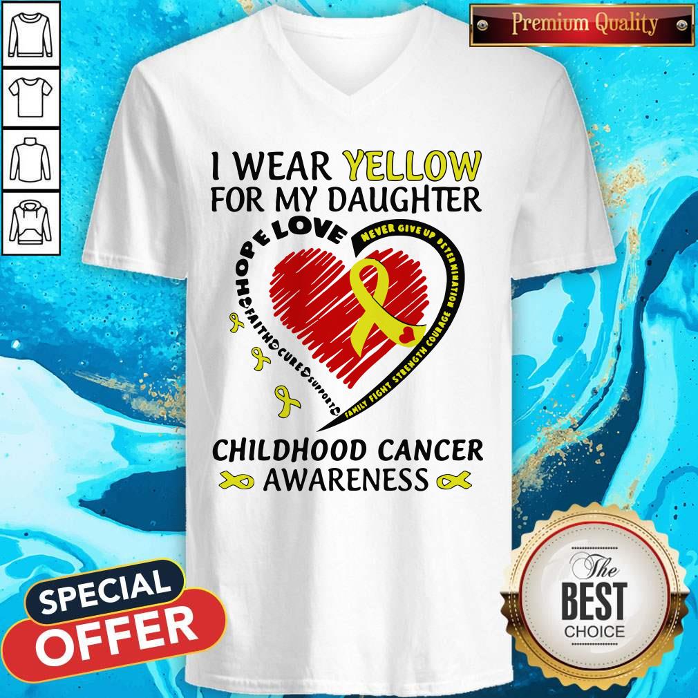 I Wear Yellow For My Daughter Childhood Cancer Awareness Shirt