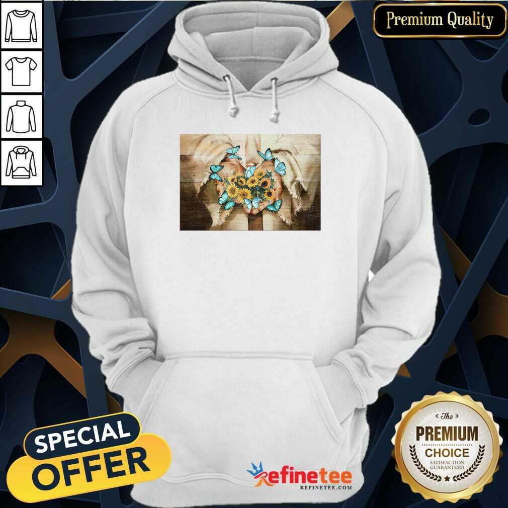 Jesus Flowers And Butterfly Blooming On His Hand Shirt
