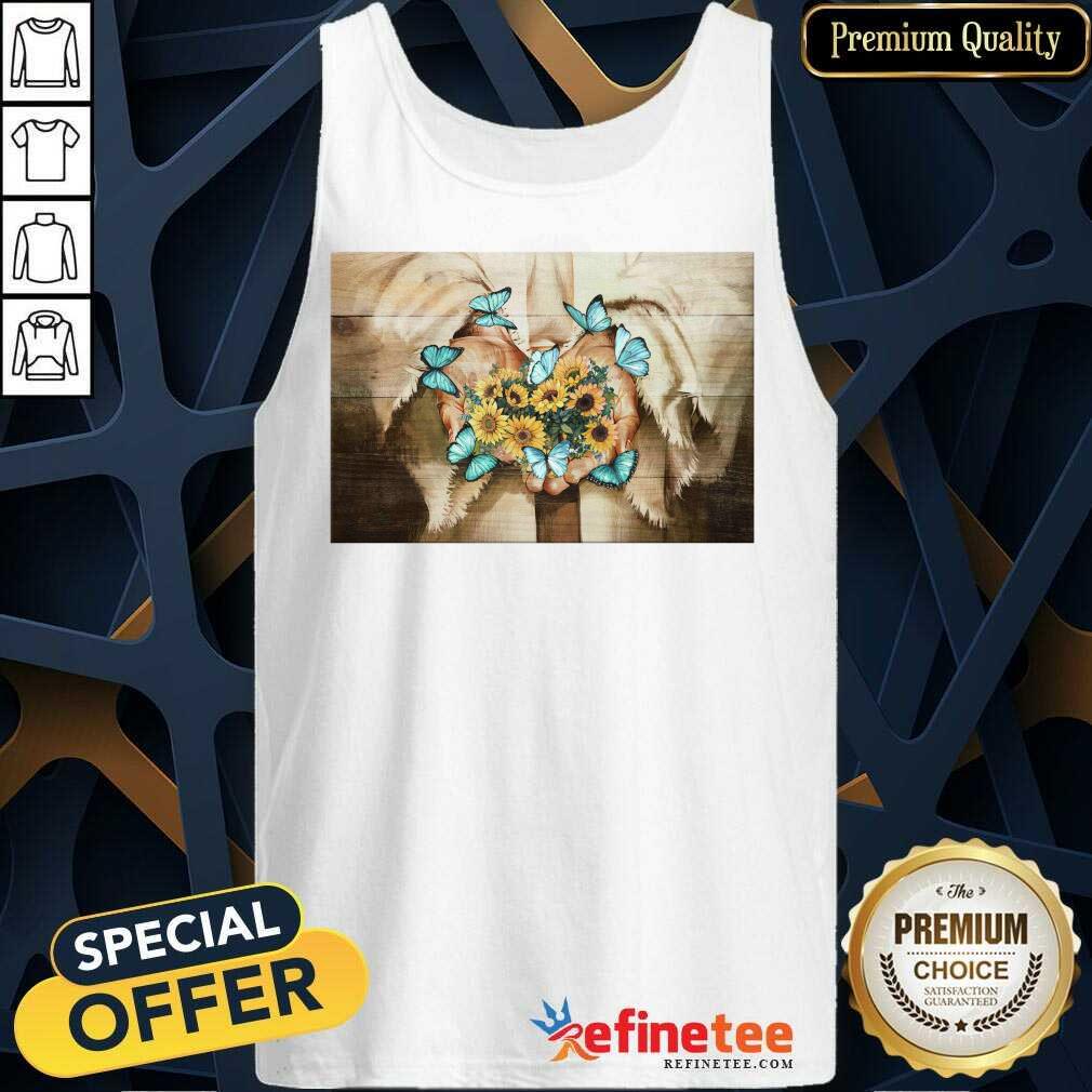 Jesus Flowers And Butterfly Blooming On His Hand Shirt