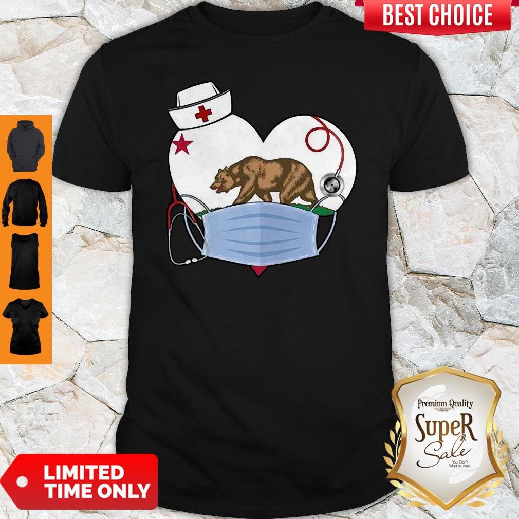 Top The Bear State Heart Flag Nurse Shirt