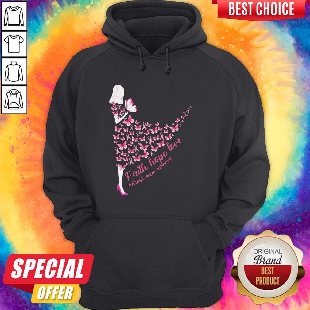 Lovely Faith Hope Love Breast Cancer Awareness Butterfly Shirt