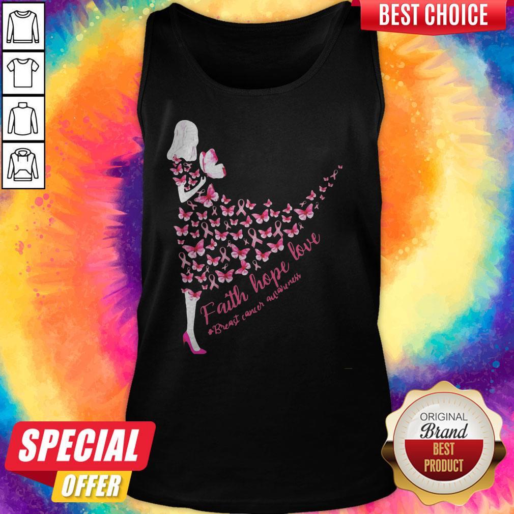 Lovely Faith Hope Love Breast Cancer Awareness Butterfly Shirt