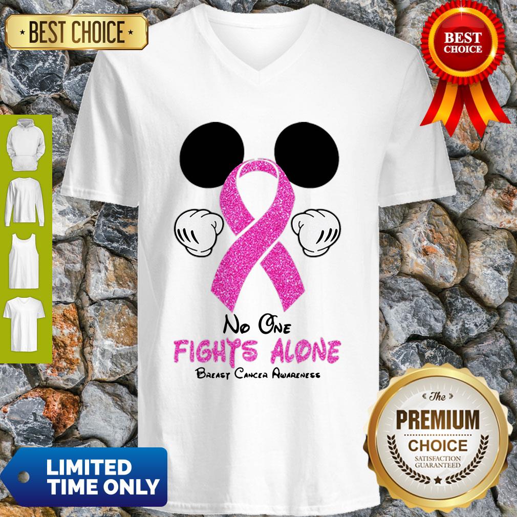 Mickey Mouse No One Fights Alone Breast Cancer Awareness Shirt