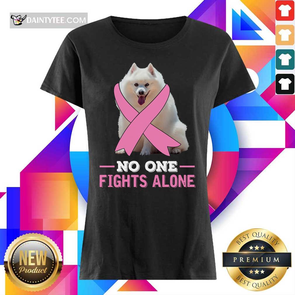 Miniature American Eskimo No One Fights Alone Breast Cancer Awareness Shirt