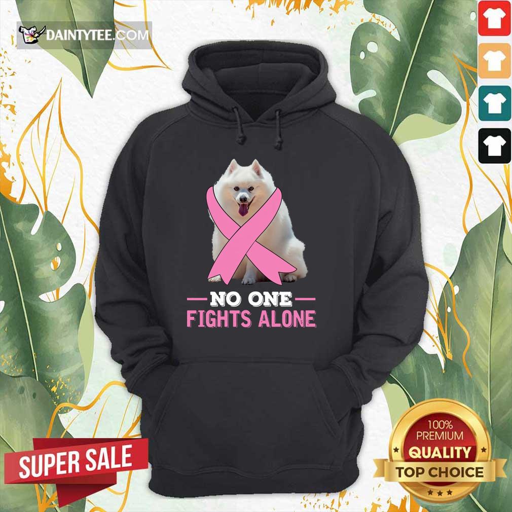 Miniature American Eskimo No One Fights Alone Breast Cancer Awareness Shirt