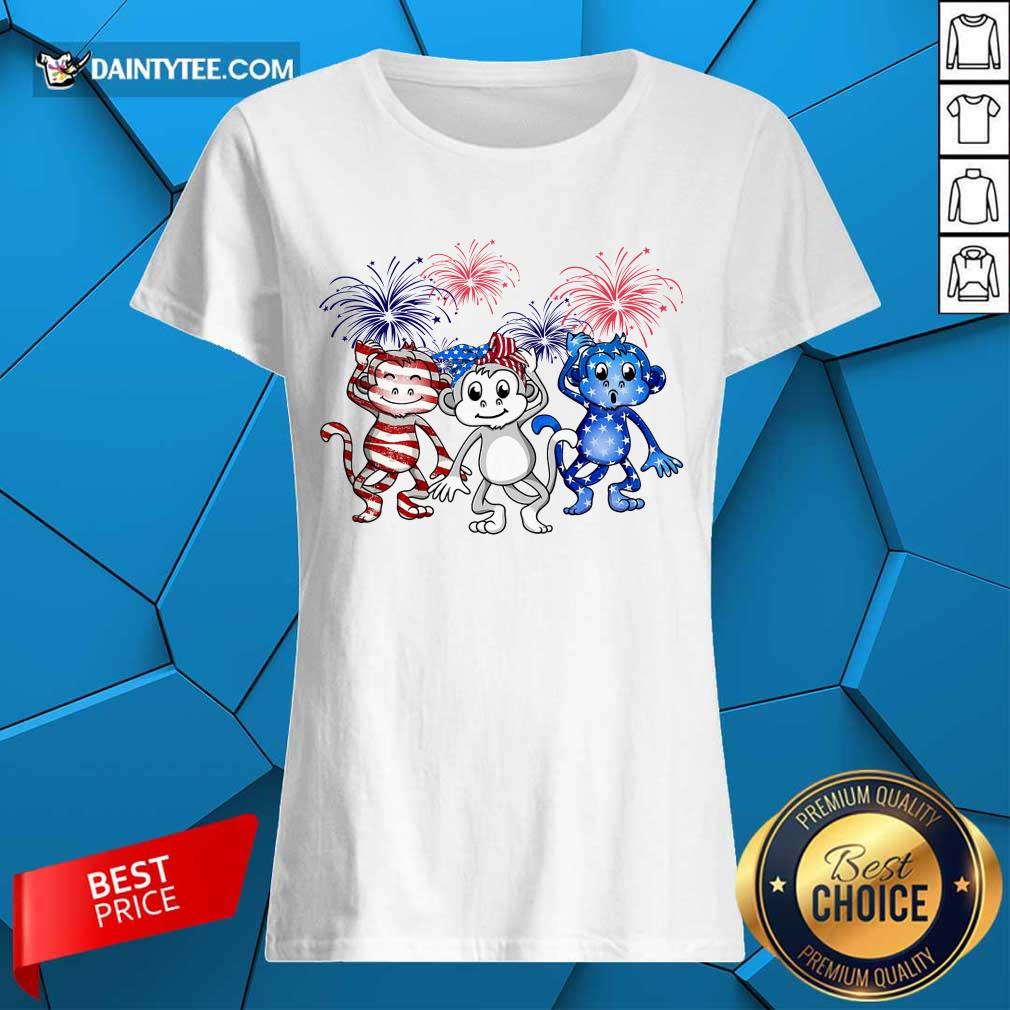 Monkey Firework American Flag Shirt