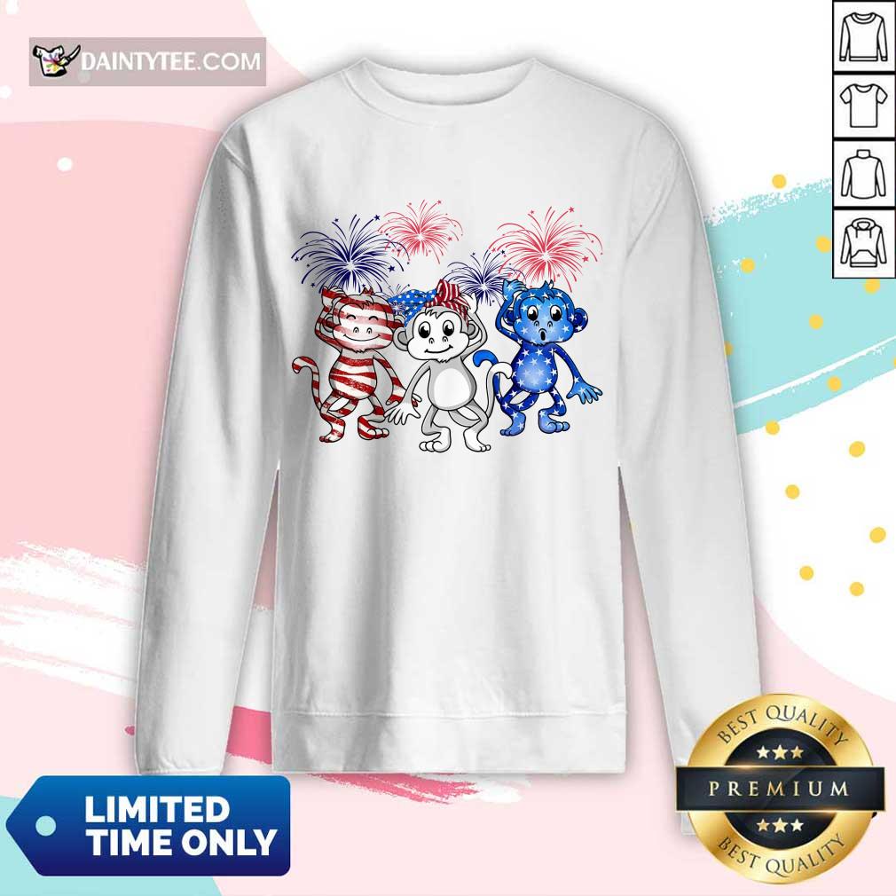 Monkey Firework American Flag Shirt