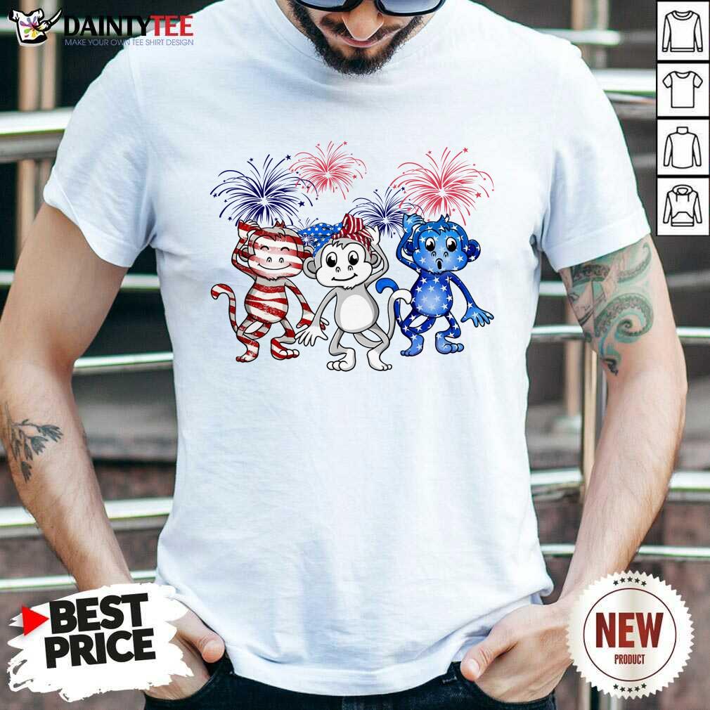 Monkey Firework American Flag Shirt