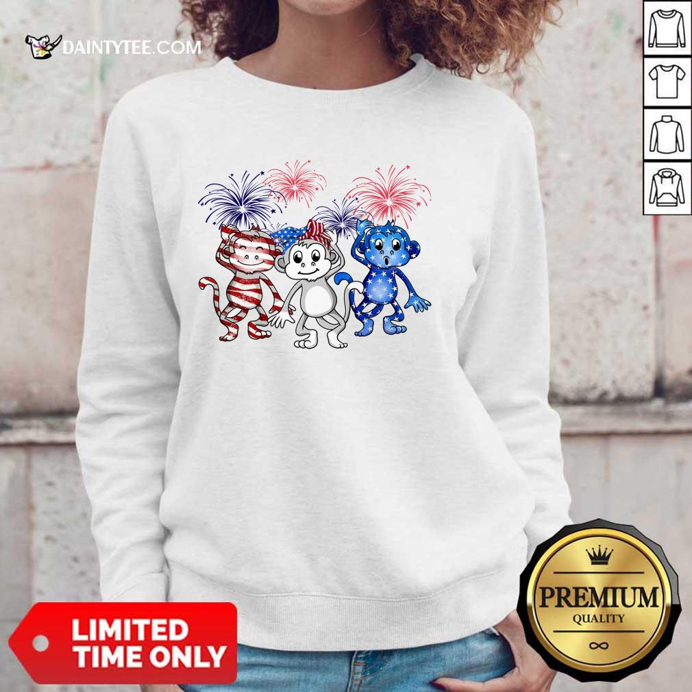 Monkey Firework American Flag Shirt