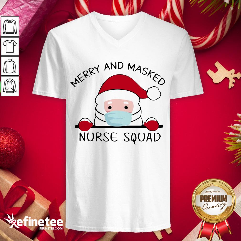Nice Santa Claus Face Mask Merry And Masked Nurse Squad Sweat Shirt