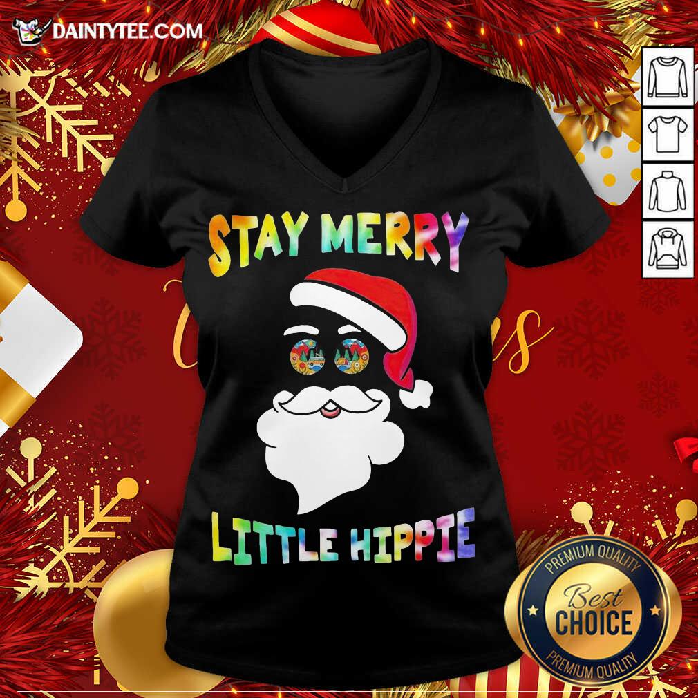 Nice Santa Claus Stay Merry Little Hippie Christmas Shirt
