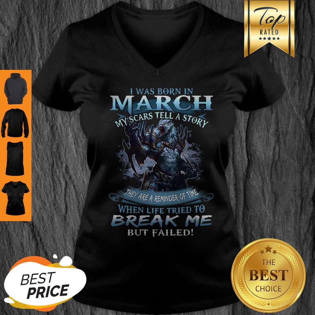 Nice Wolf Warrior I Was Born In March My Scars Tell A Story Shirt