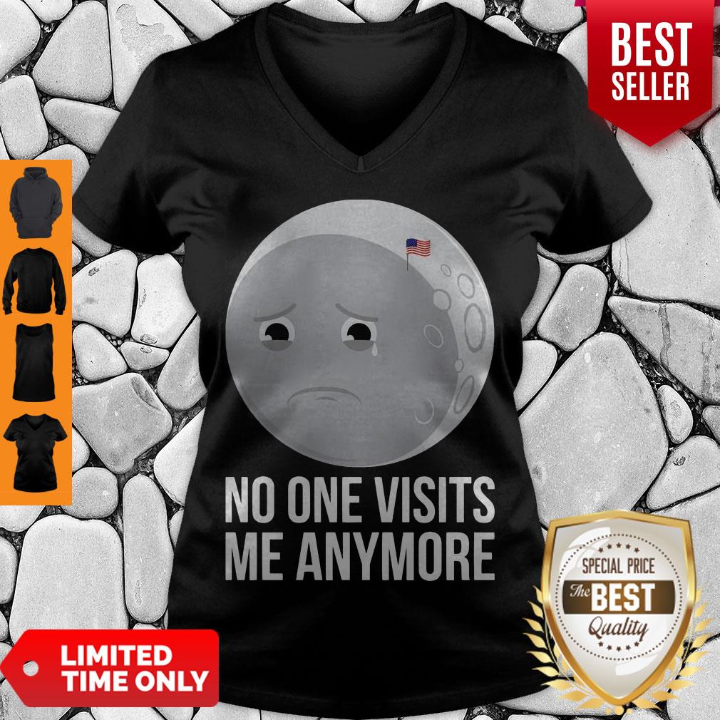 No One Visits Me Anymore Sad Moon Face American Flag Shirt