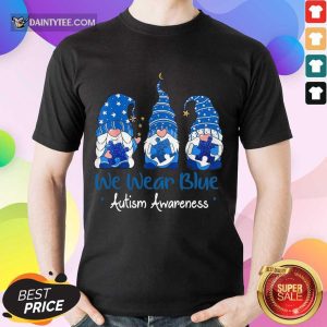 Awesome 3 Gnomes Holding Blue Puzzle Awareness Shirt