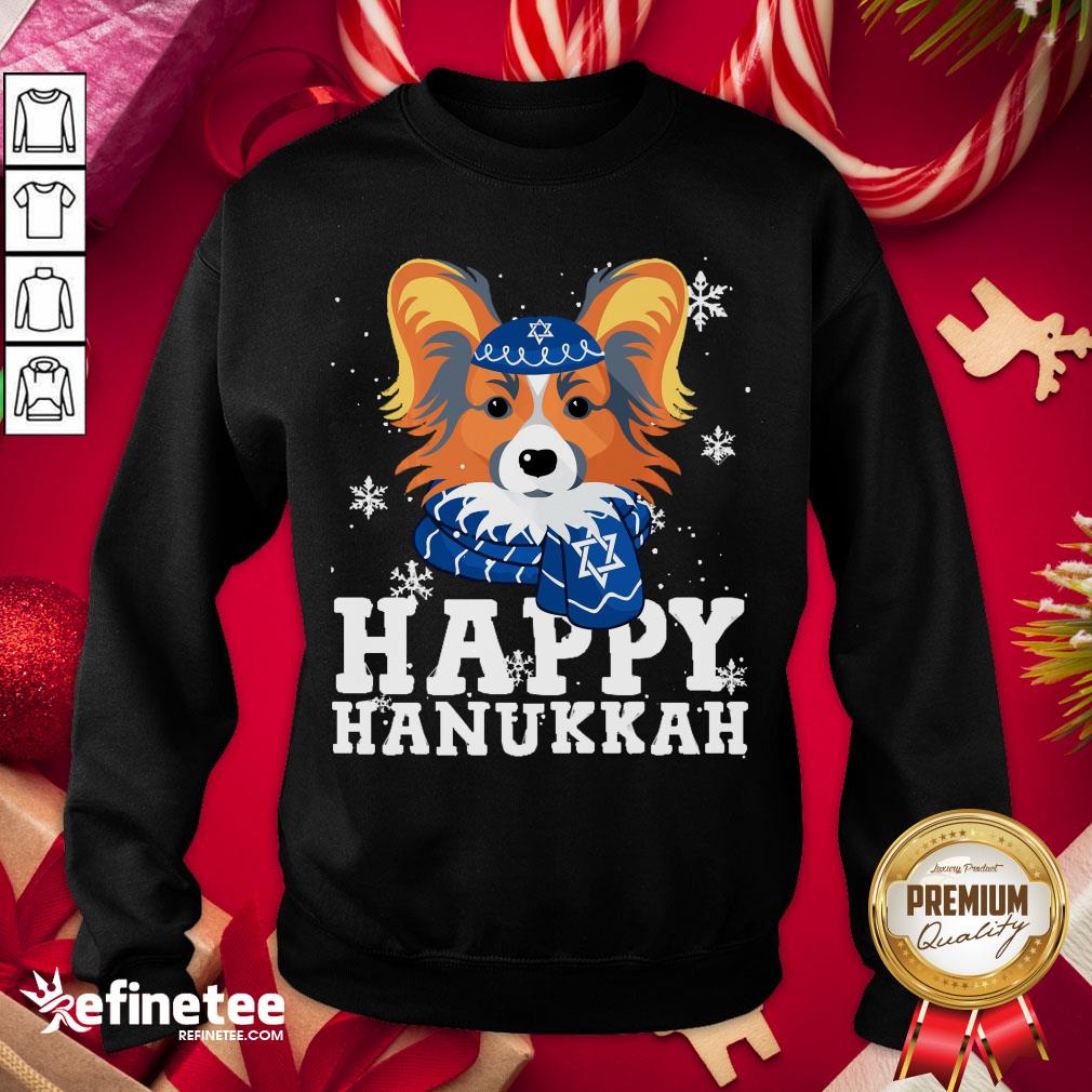 Official Merry Christmas Happy Hanukkah Papillon Dog Funny Noel Xmas Shirt