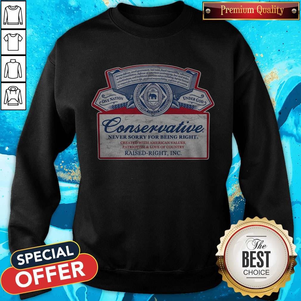 Conservative Never Sorry For Being Right Shirt