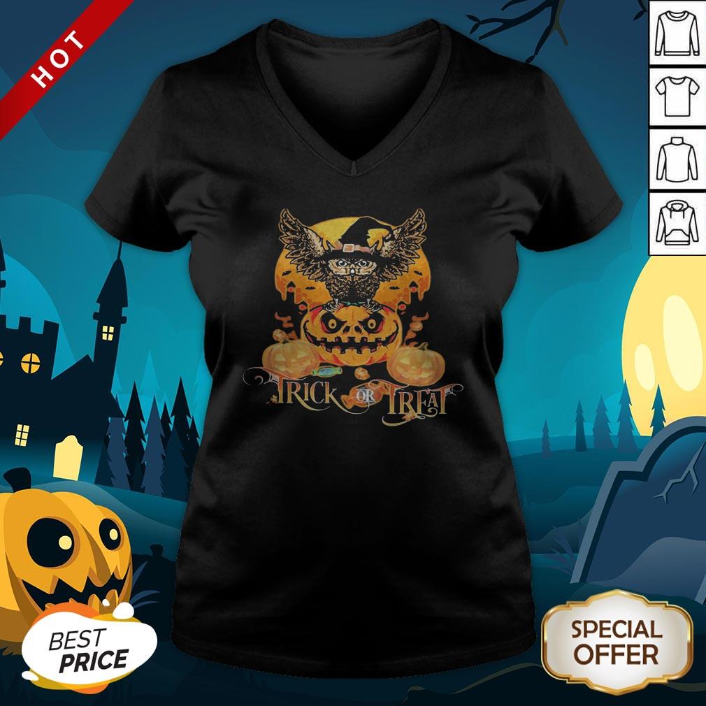 Owl And Pumpkin Trick Or Treat Halloween Shirt