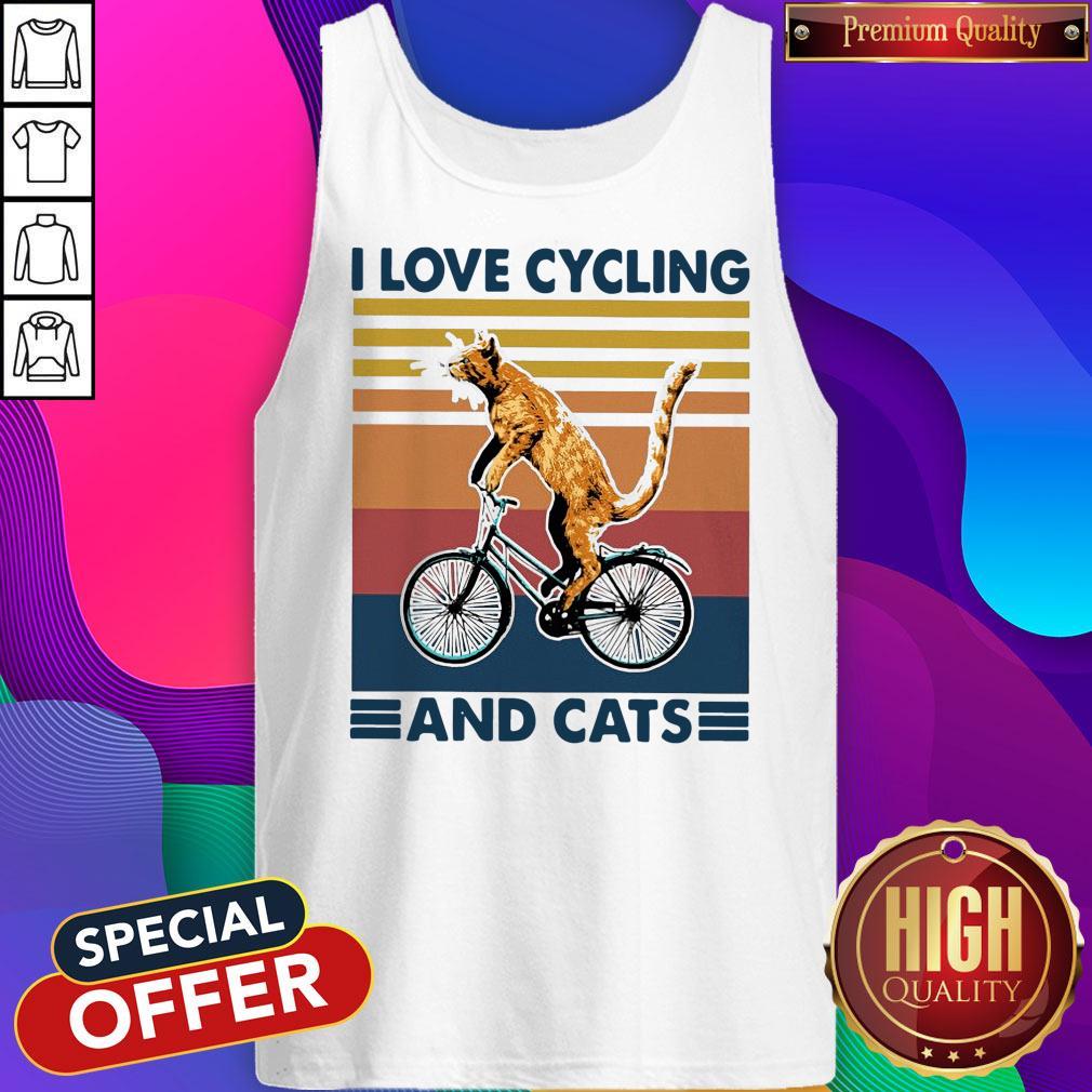 Perfect I Love Cycling And Cat Vintage Retro Shirt