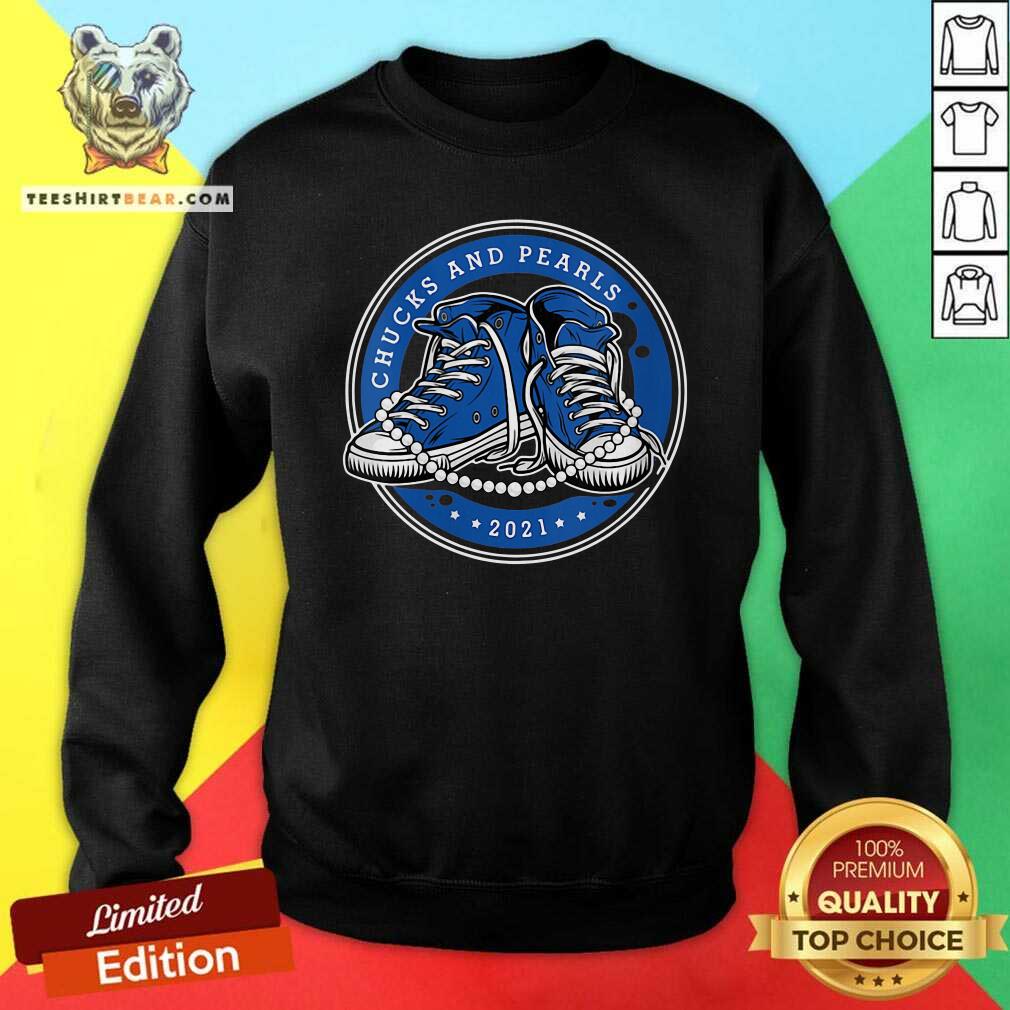 Positive Vice President Kamala Harris Blue Chucks And Pearls 2021 Shirt