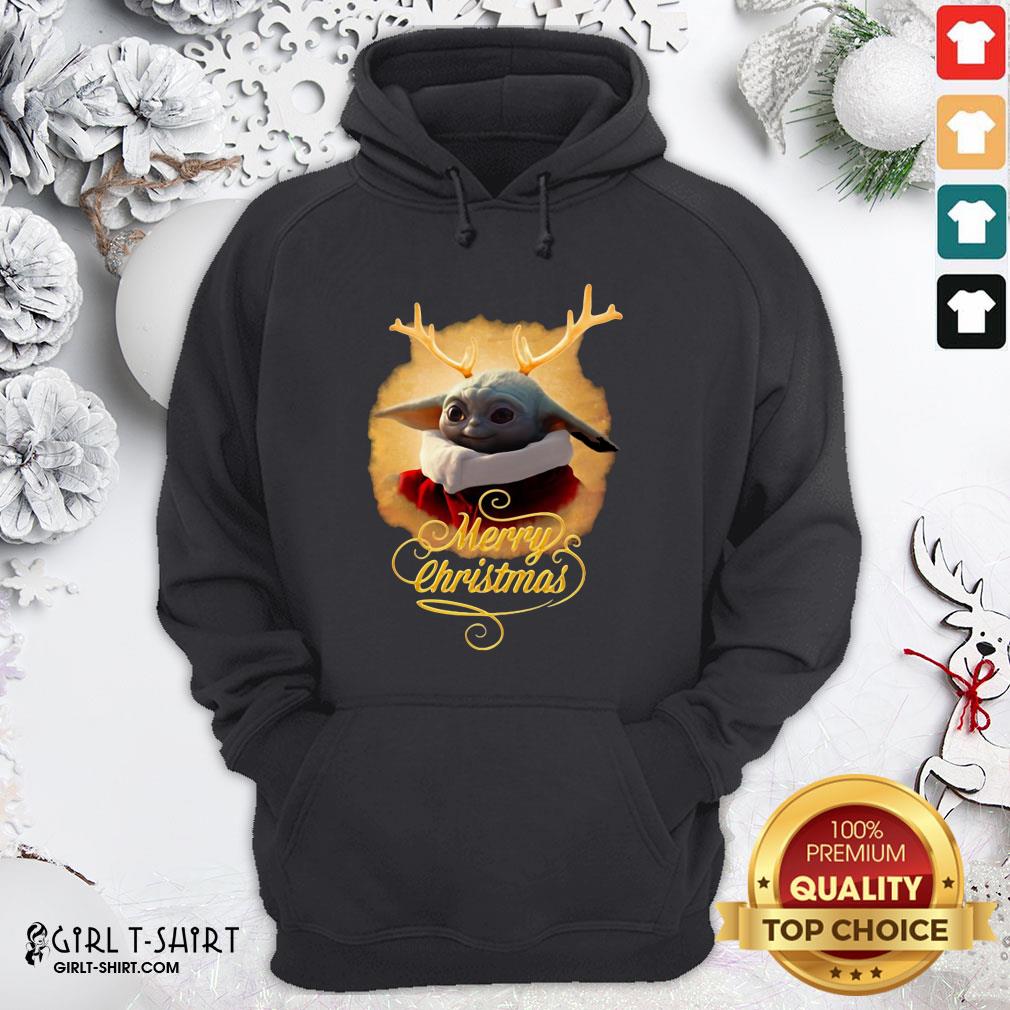 Premium Baby Yoda Reindeer Merry Christmas Shirt
