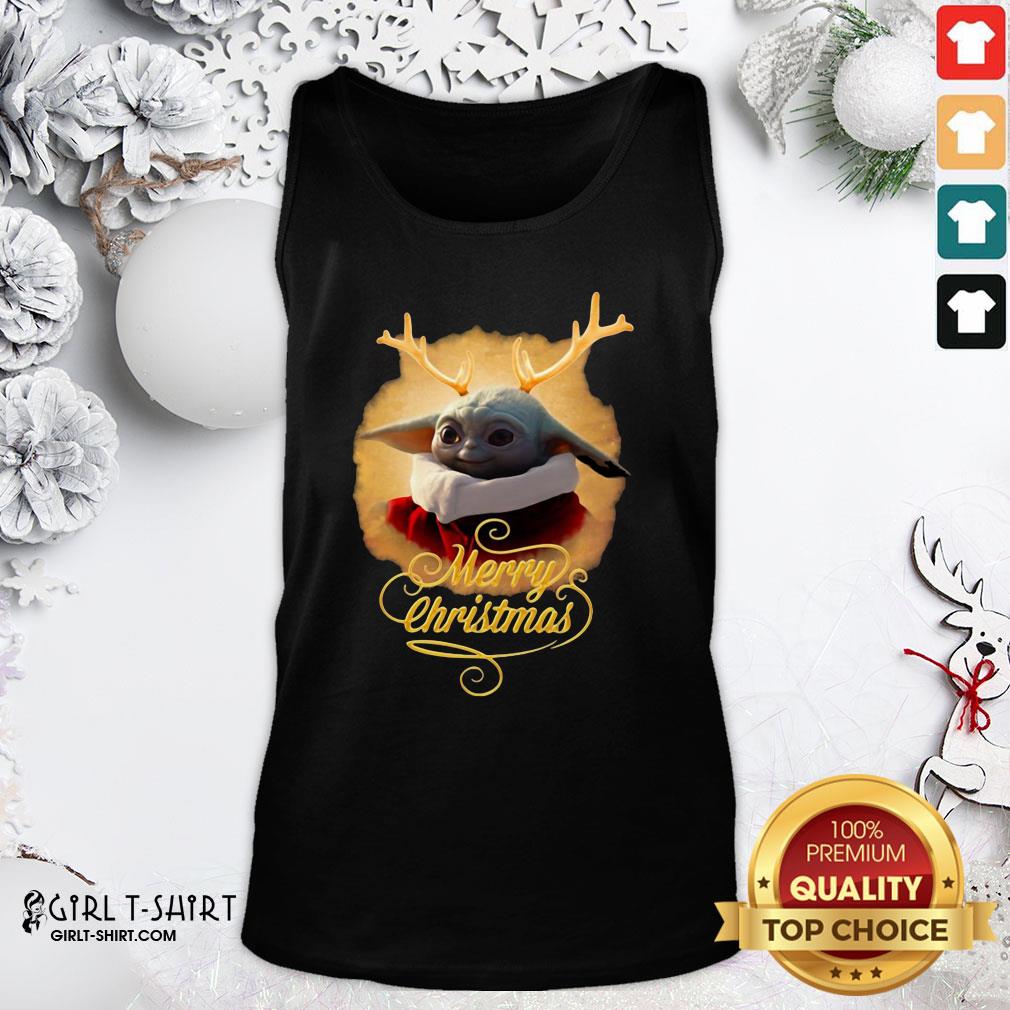 Premium Baby Yoda Reindeer Merry Christmas Shirt