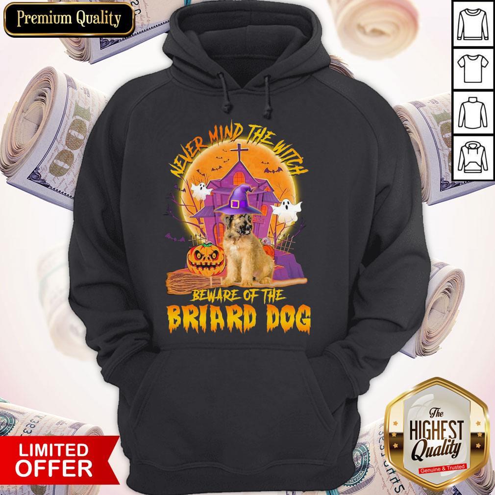 Premium Never Mind The Witch Beware Of The Briard Dog Halloween Moon Shirt