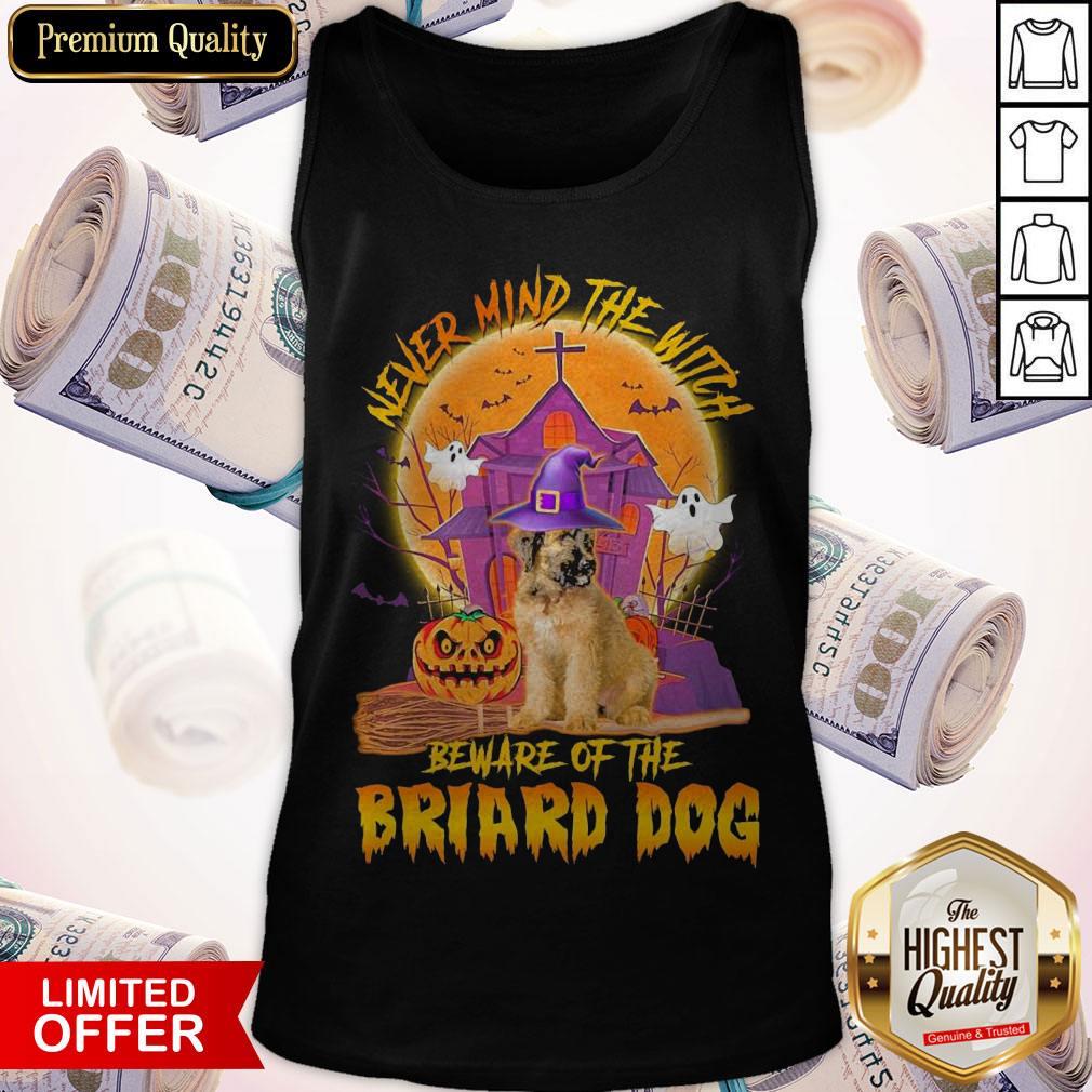 Premium Never Mind The Witch Beware Of The Briard Dog Halloween Moon Shirt