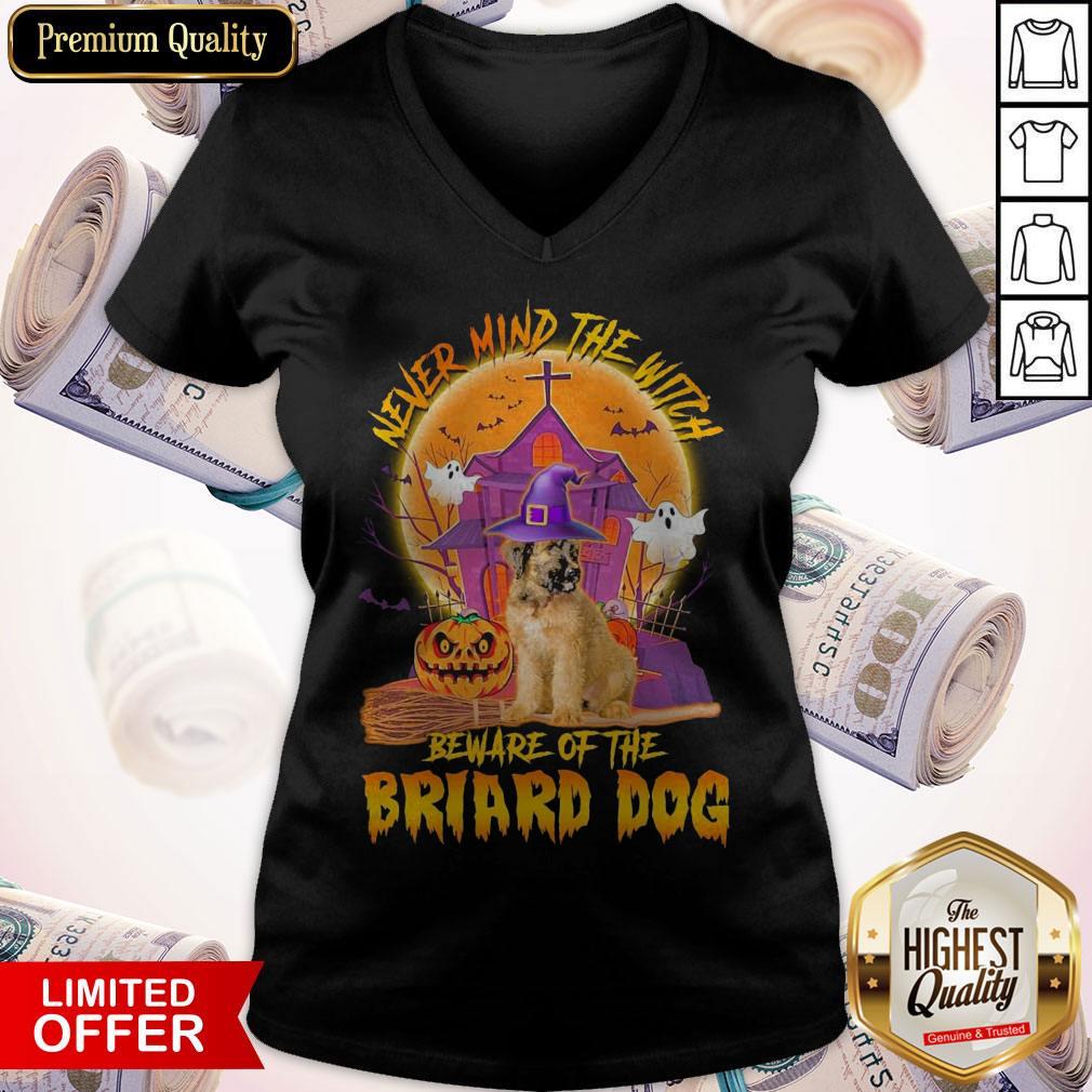 Premium Never Mind The Witch Beware Of The Briard Dog Halloween Moon Shirt