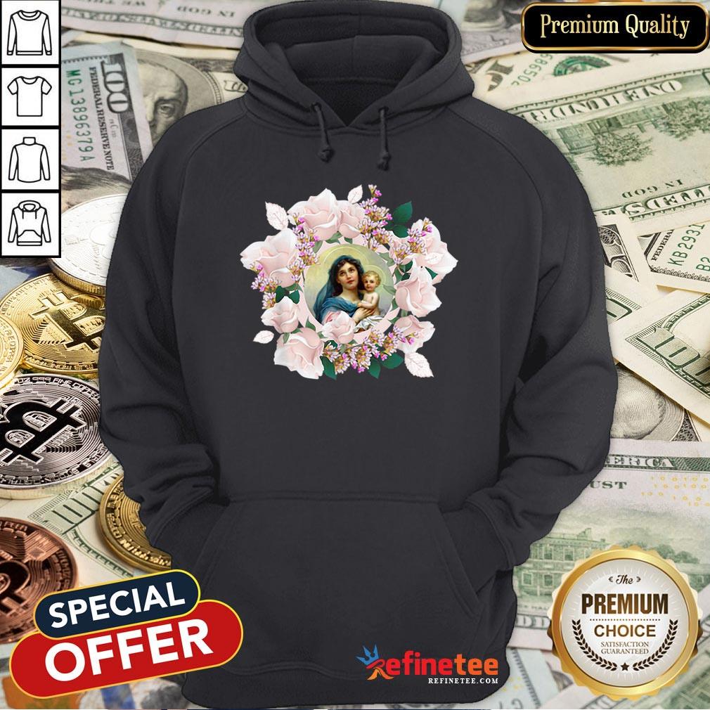 Premium Our Blessed Mother Mary And Jesus Vintage Flora Catholic Shirt