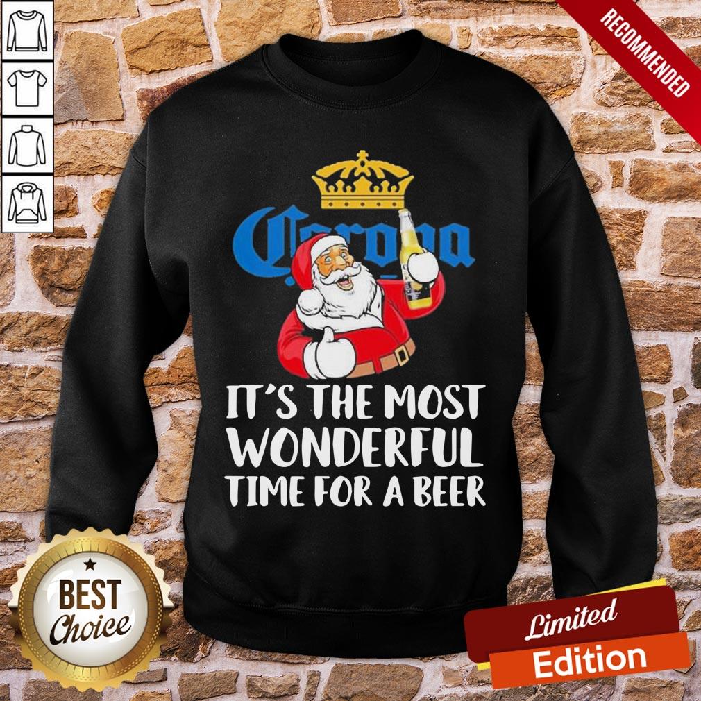 Premium Santa Drink Corona Beer It’s The Most Wonderful Time For A Beer Shirt