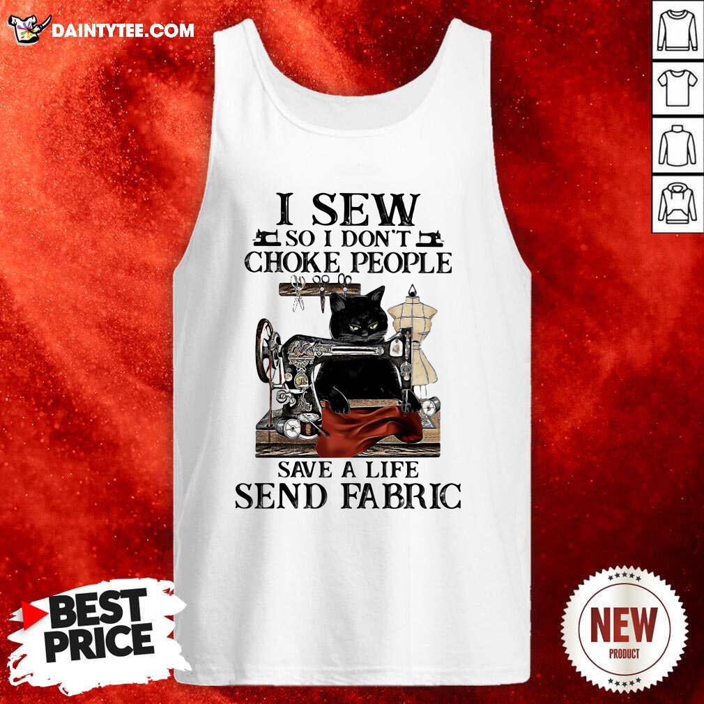 Pretty Black Cat I Sew So I Don’t Choke People Save A Life Send Fabric Shirt