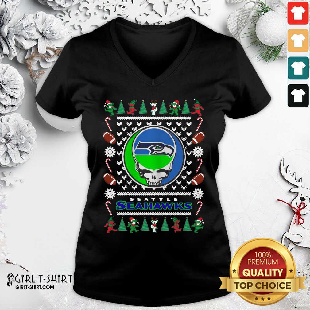 Pretty Seattle Seahawks Grateful Dead Ugly Christmas Shirt