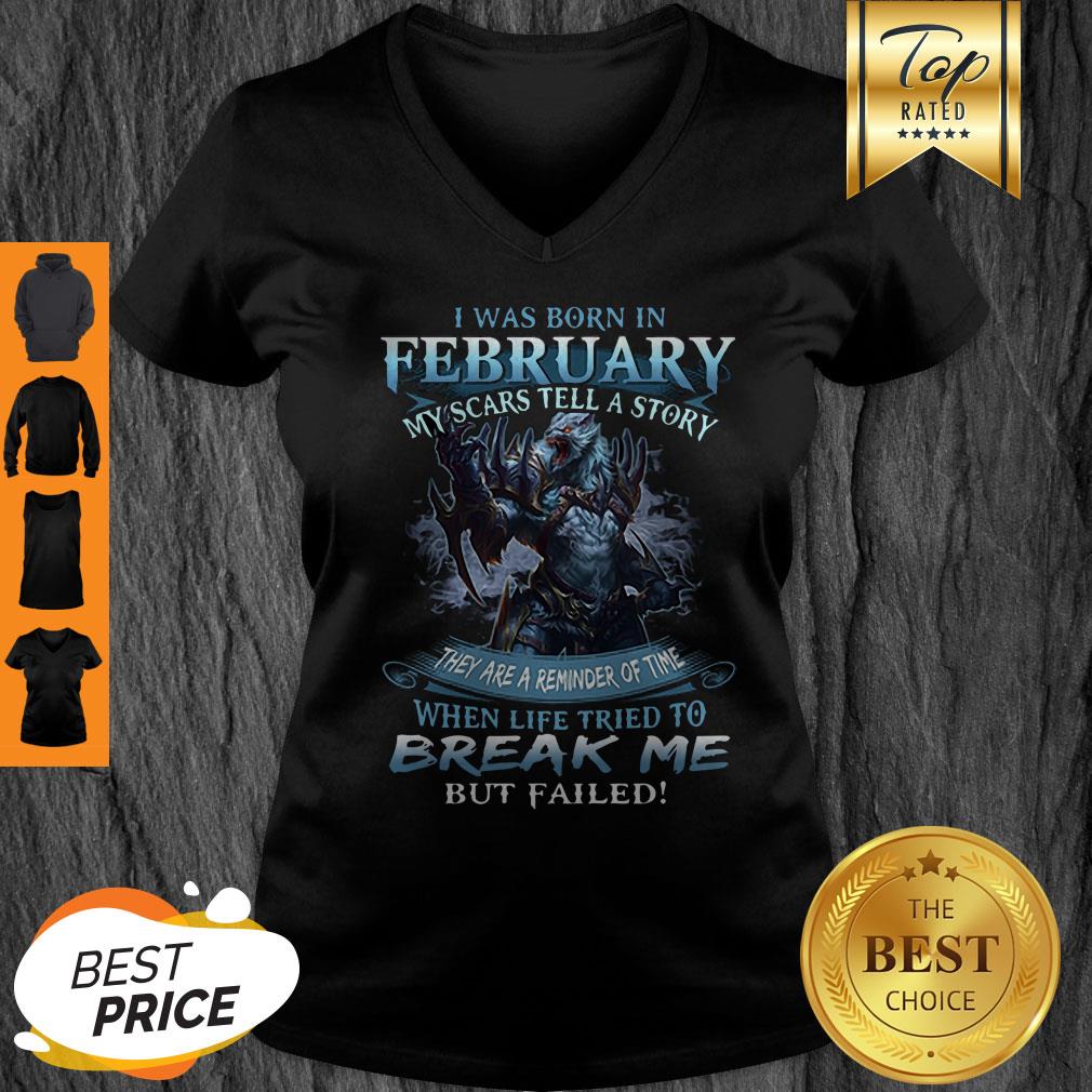 Pretty Wolf Warrior I Was Born In February My Scars Tell A Story Shirt
