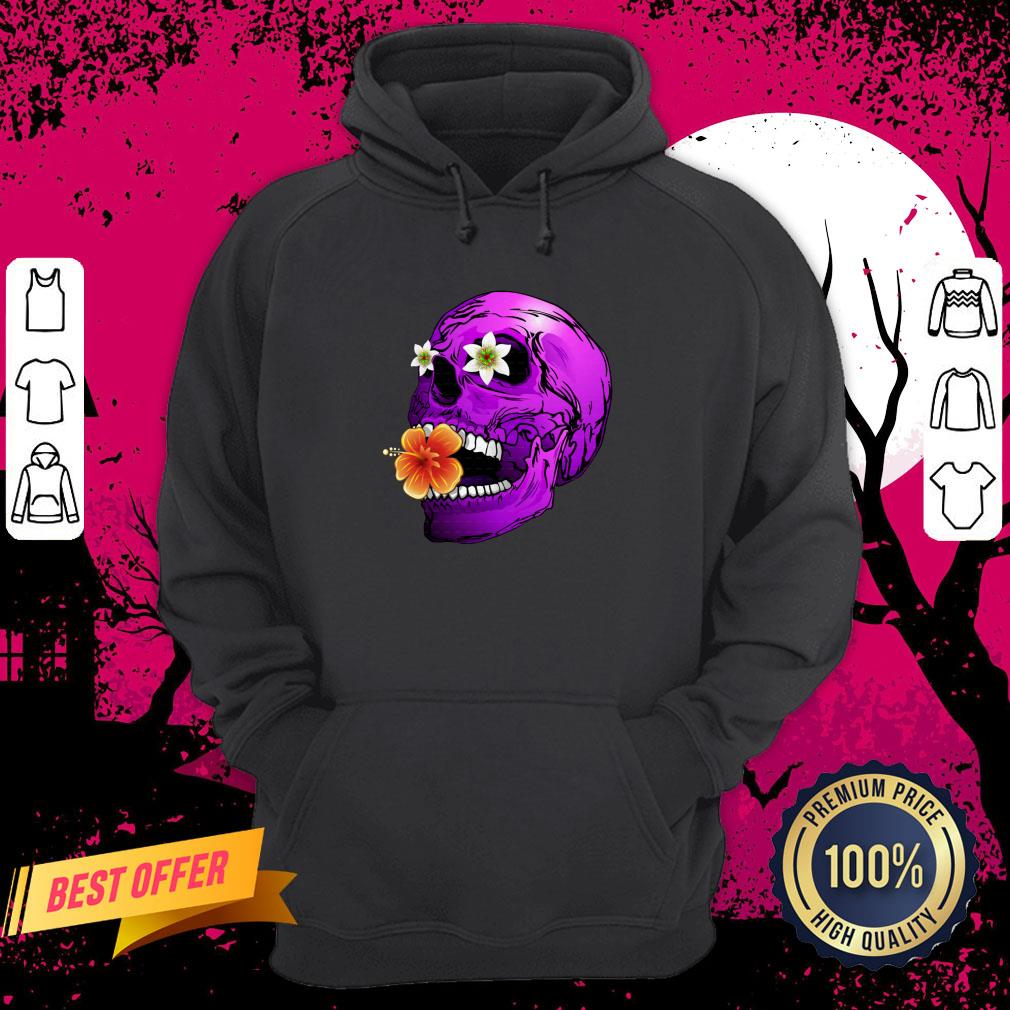 Purple Floral Sugar Skull Day Of The Dead Shirt