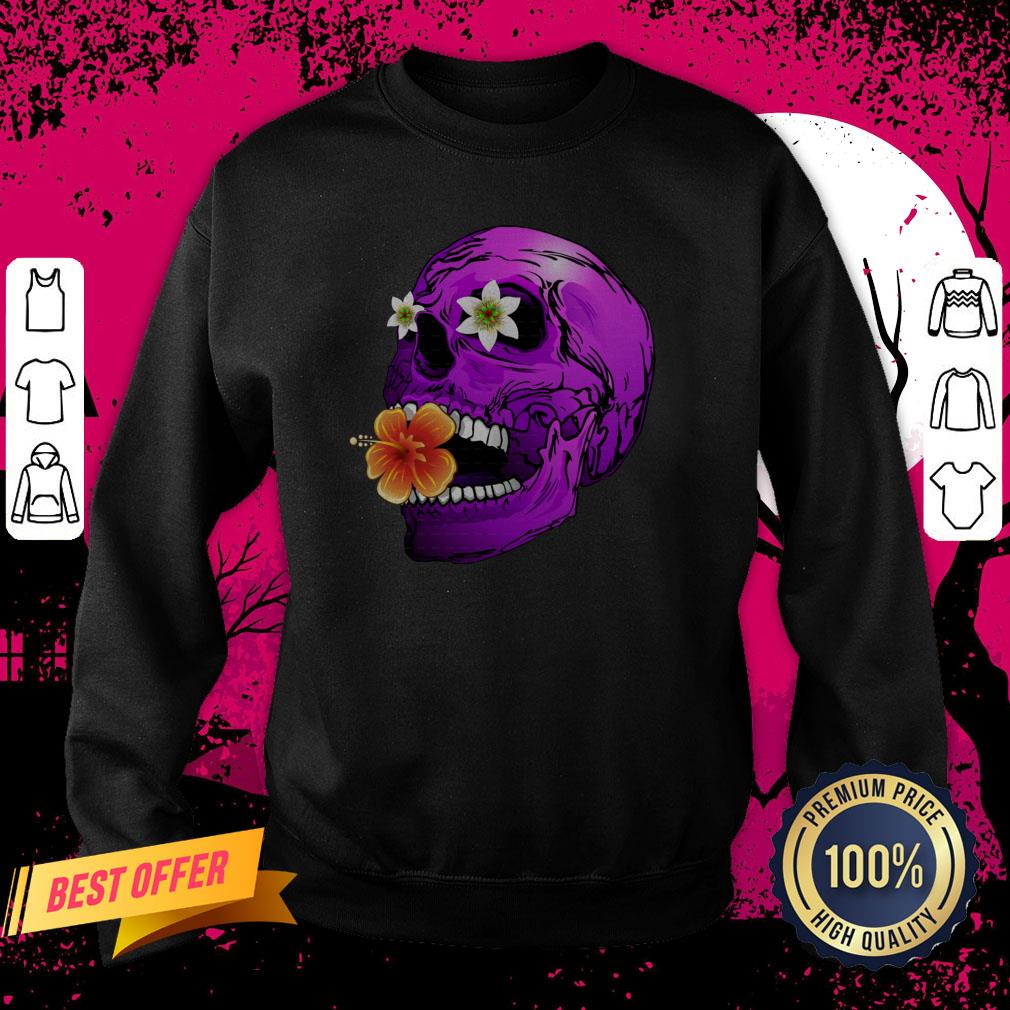 Purple Floral Sugar Skull Day Of The Dead Shirt