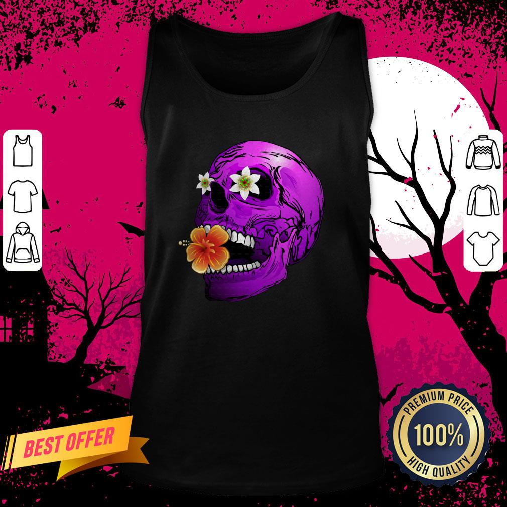Purple Floral Sugar Skull Day Of The Dead Shirt