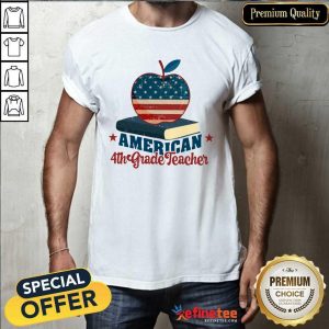 Apple Book American 4th Grade Teacher Shirt