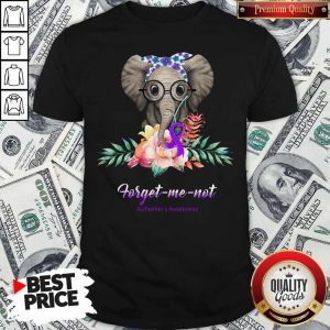 Cute Elephant Bow Lovely Forget Me Not Alzheimers Awareness Shirt