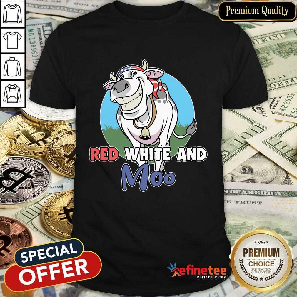 Red White And Moo Cow USA 4th Of July Fourth Shirt