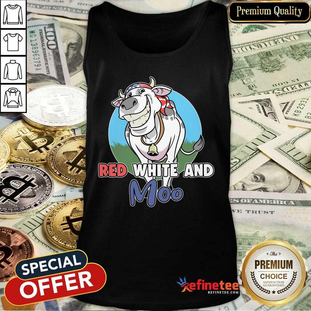 Red White And Moo Cow USA 4th Of July Fourth Shirt