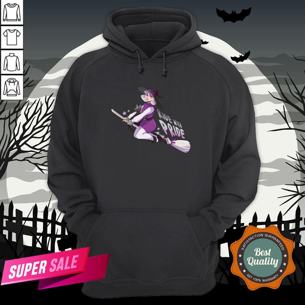 Ride With Pride Asexual LGBT Witch Halloween Shirt